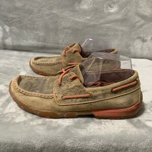 Twisted X Driving Moccasins Shoes Women's 7.5 M Brown Leather‎ Loafers Casual
